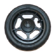 Пневматические, литые  колеса  с черным  ободом, 5-спиц, с барабанным тормозом, с функцией  блокировки  
